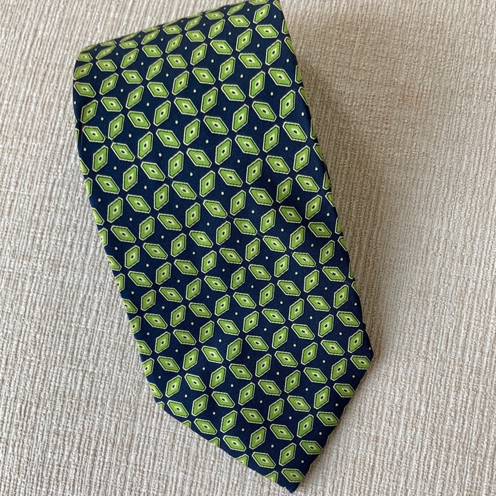 Charles Jourdan navy/green silk tie